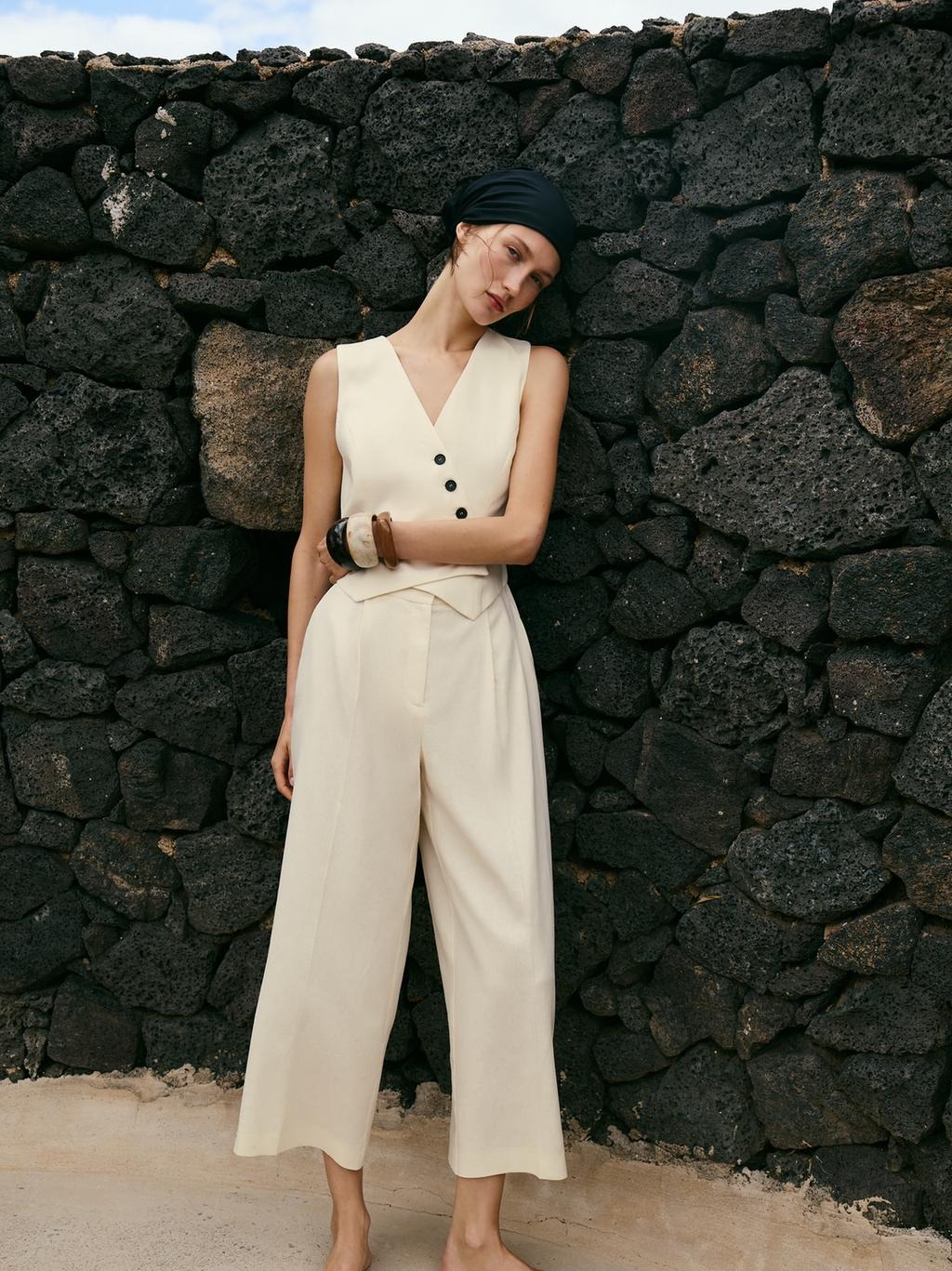 Zara linen vest jumpsuit